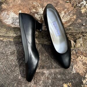 80s Liz Claiborne Classic Black Leather Pumps Heels Women’s Size 8 1/2 Retro